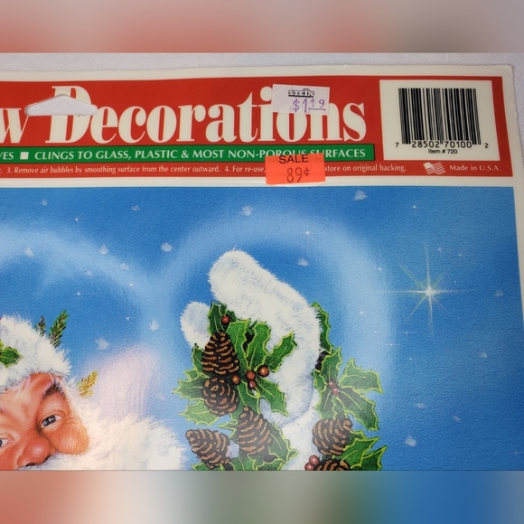 Five (5) BRAND NEW Vtg Sheets Christmas Holiday STATIC CLING Window Decorations - Picture 7 of 11